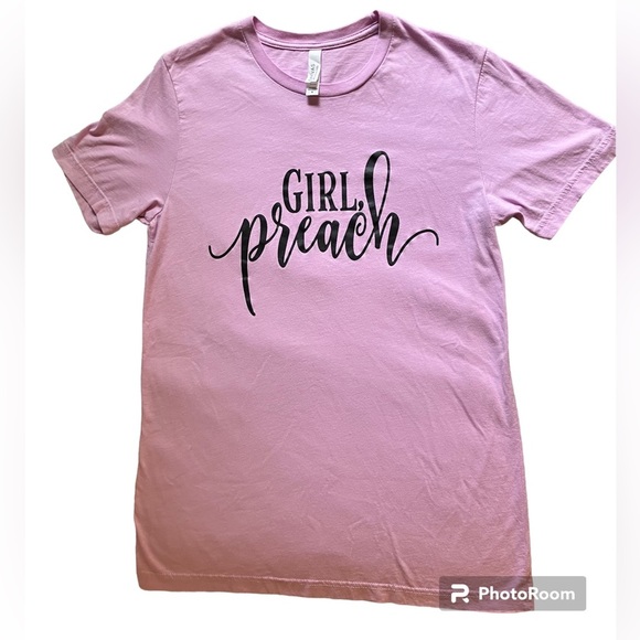 Bella Canvas Tops - Bella Canvas LA Womens Graphic Tee “Girl, Preach!” In Pale Pink sz M